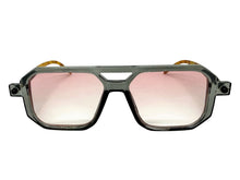 Classic Vintage Retro Luxury Hip Hop Style SUNGLASSES Square Gray Frame - Pink Lens E2036