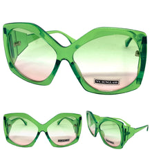 Oversized Vintage Retro Style SUNGLASSES Huge Green Frame 9862