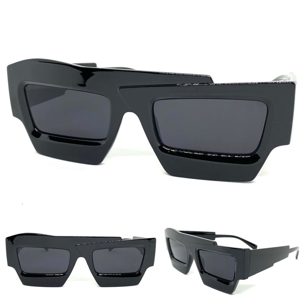 Classic Modern Retro Raver Party SUNGLASSES Funky Black Frame 2124