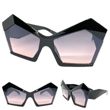 Oversized Vintage Retro Cat Eye Style SUNGLASSES Large Black Frame E1877