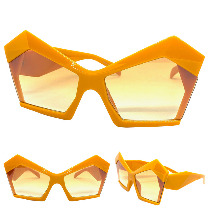 Oversized Vintage Retro Cat Eye Style SUNGLASSES Large Orange Frame E1877