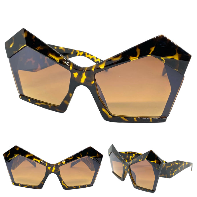 Oversized Vintage Retro Cat Eye Style SUNGLASSES Large Tortoise Frame E1877