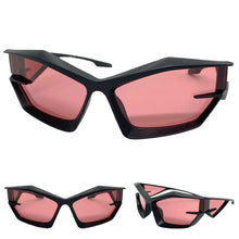 Oversized Modern Futuristic Sporty Wrap SUNGLASSES Large Black Frame P0028