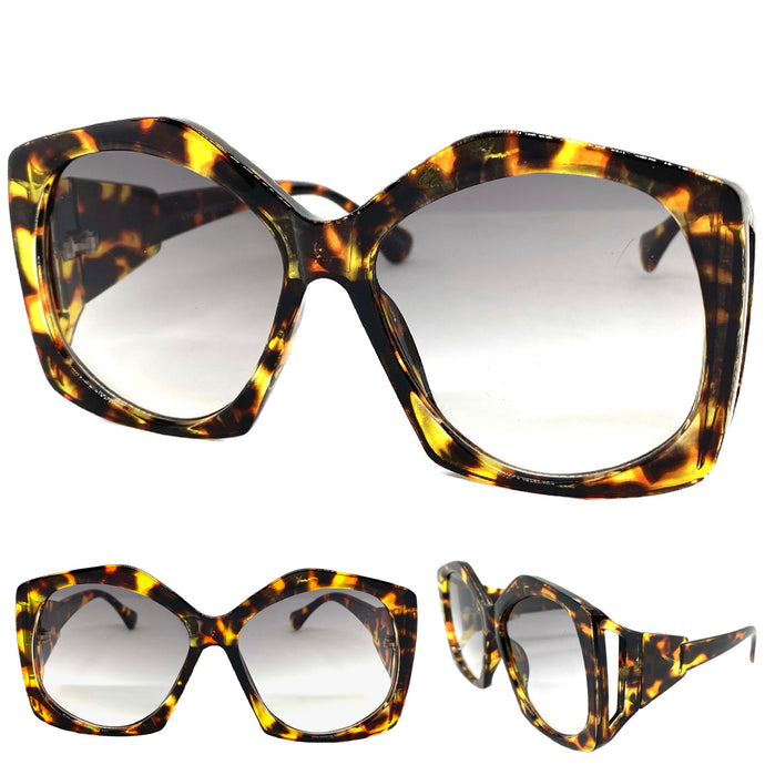 Oversized Vintage Retro Style SUNGLASSES Large Leopard Frame 80456