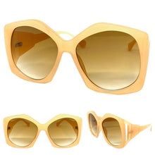 Oversized Vintage Retro Style SUNGLASSES Large Beige Frame 80456
