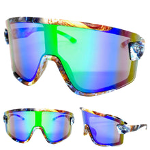 Oversized Retro Sporty Wrap Around Style SUNGLASSES Large Graffiti Frame 5304