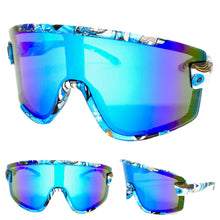 Oversized Retro Sporty Wrap Around Style SUNGLASSES Large Graffiti Frame 5304