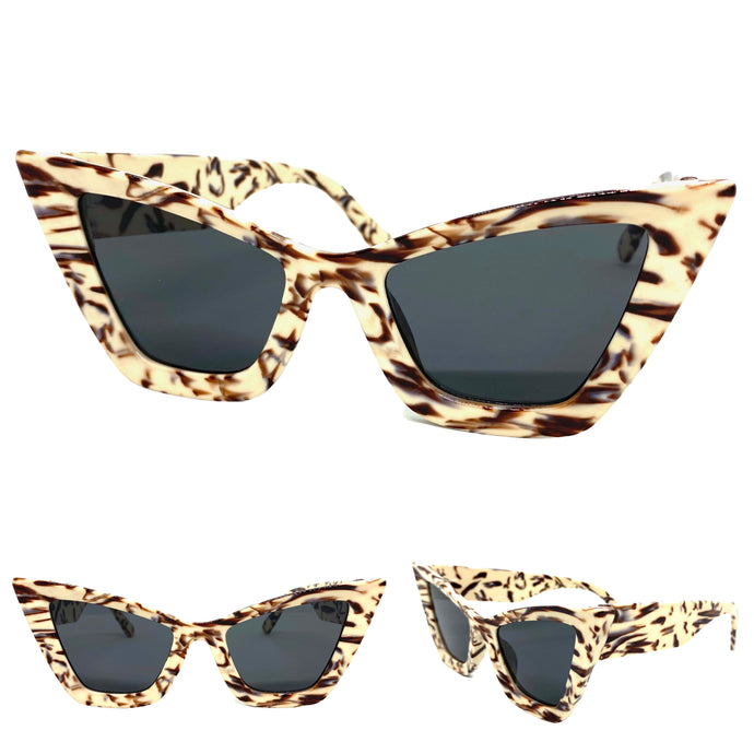 Oversized Vintage Retro Cat Eye Style SUNGLASSES Large Marble Frame M459