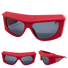 Oversized Modern Retro Raver Party SUNGLASSES Large Thick Red Frame 1215