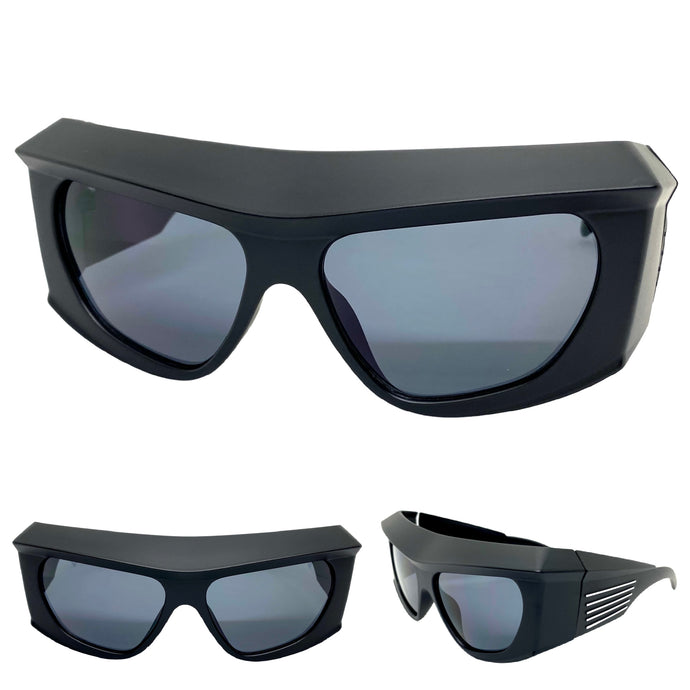 Oversized Modern Retro Raver Party SUNGLASSES Large Thick Black Frame 1215