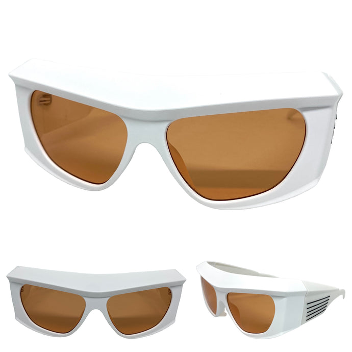 Oversized Modern Retro Raver Party SUNGLASSES Large Thick White Frame 1215