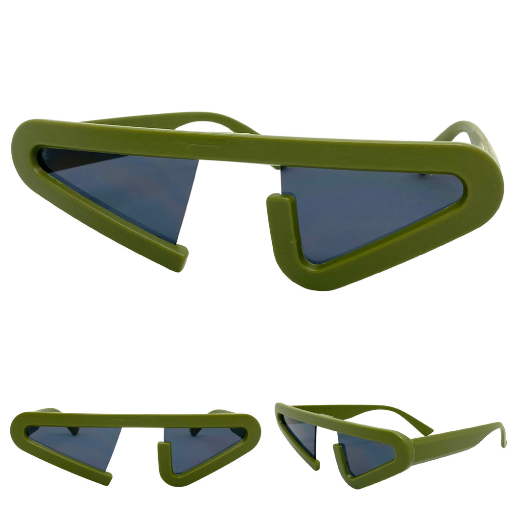 Contemporary Modern Retro Raver Party SUNGLASSES Funky Green Frame 1226