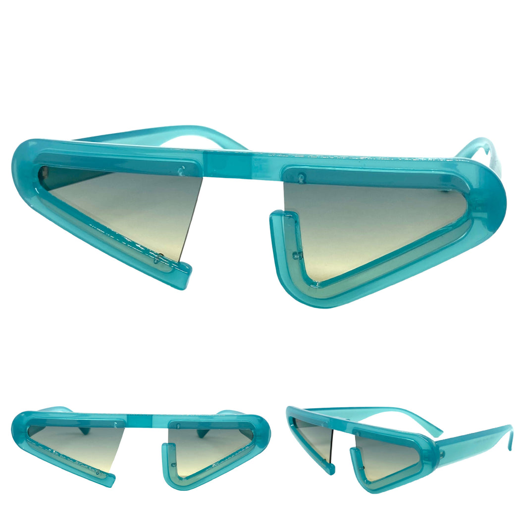 Contemporary Modern Retro Raver Party SUNGLASSES Funky Turquoise Frame 1226