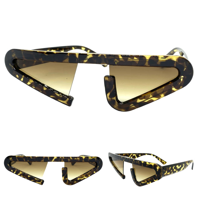 Contemporary Modern Retro Raver Party SUNGLASSES Funky Tortoise Frame 1226