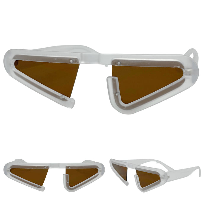 Contemporary Modern Retro Raver Party SUNGLASSES Funky Frosted Frame 1226