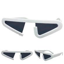 Contemporary Modern Retro Raver Party SUNGLASSES Funky White Frame 1226