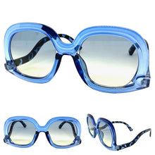 Oversized Vintage Retro Style SUNGLASSES Large Blue Frame 9189