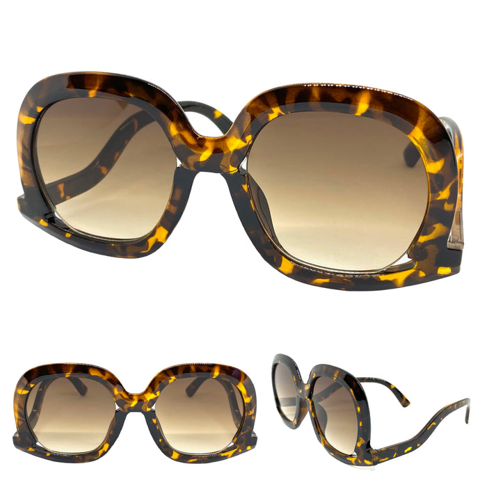 Oversized Vintage Retro Style SUNGLASSES Large Tortoise Frame 9189