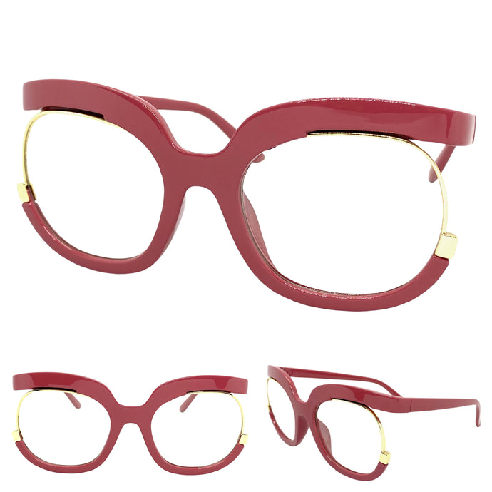 Oversized Classic Vintage RETRO Style Clear Lens EYEGLASSES Pink Optical Frame - RX Capable 1459