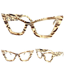 Oversized Exaggerated Retro Cat Eye Clear Lens EYEGLASSES Large Thick Cream Optical Frame - RX Capable M459