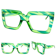 Oversized Vintage Retro Style Clear Lens EYEGLASSES Large Green Optical Frame - RX Capable 1256