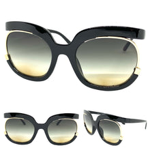 Oversized Vintage Retro Style SUNGLASSES Large Black & Gold Frame 2068