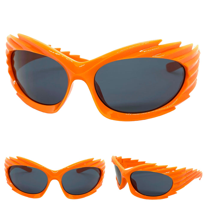 Modern Futuristic Retro Sporty Wrap Around SUNGLASSES Large Orange Frame 2136
