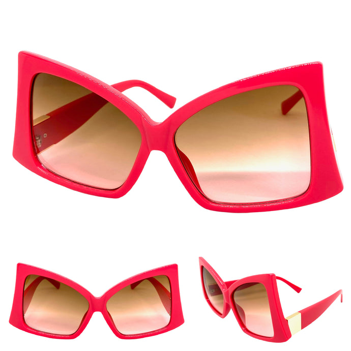 Oversized Vintage Retro Style SUNGLASSES Large Pink Frame 2119
