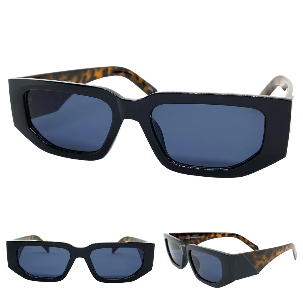 Classic Modern Retro Style SUNGLASSES Black & Tortoise Frame 80388