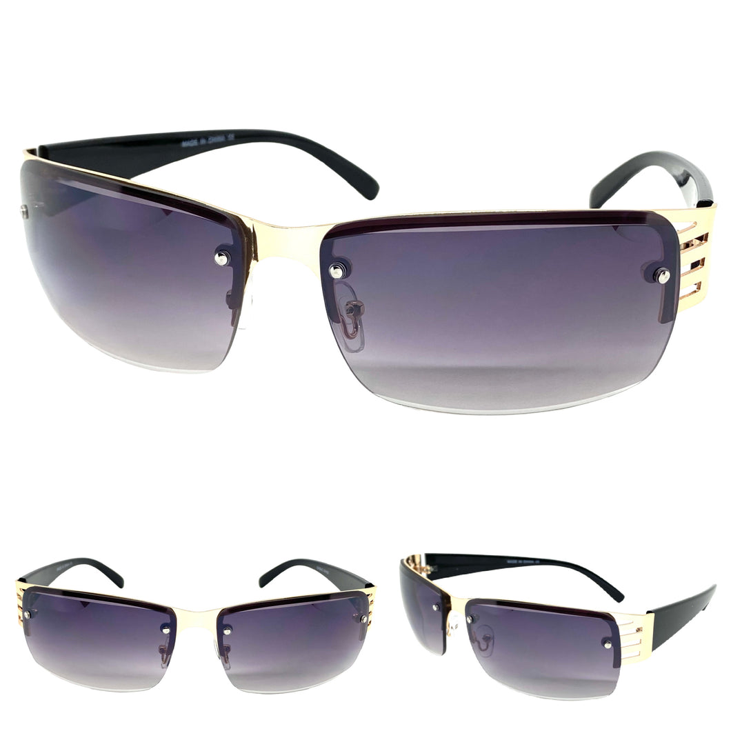 Classy Elegant Modern Contemporary Style SUNGLASSES Gold Frame E0942