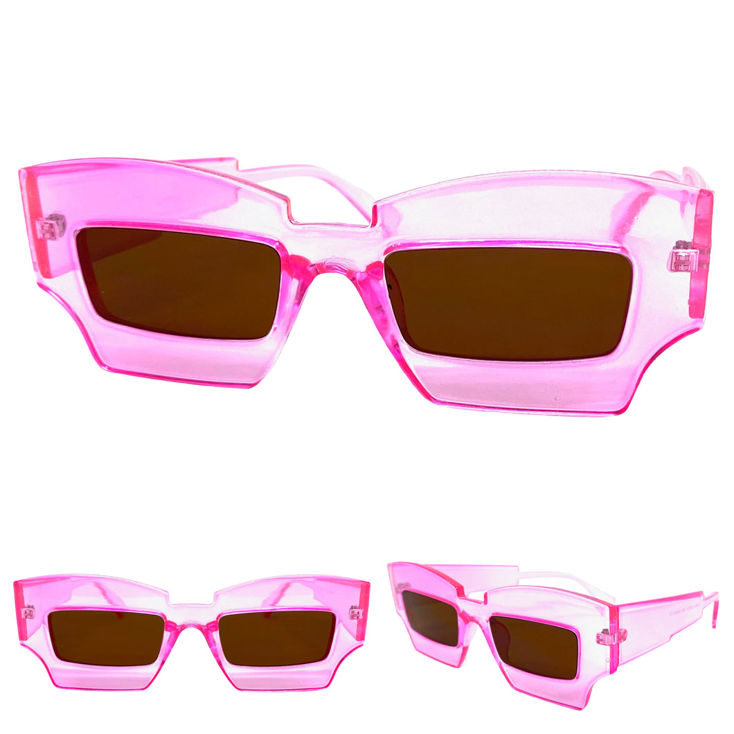 Classic Modern Retro Raver Party SUNGLASSES Funky Pink Frame L043