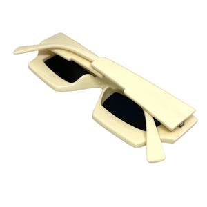 Classic Modern Retro Raver Party SUNGLASSES Funky Cream Frame L043