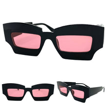 Classic Modern Retro Raver Party SUNGLASSES Funky Black Frame L043