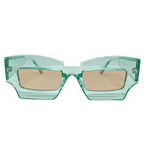 Classic Modern Retro Raver Party SUNGLASSES Funky Light Aqua Frame L043