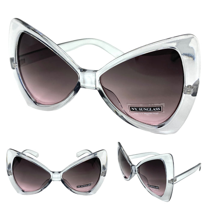 Oversized Retro Bow Shaped SUNGLASSES Large Gray Frame 6317