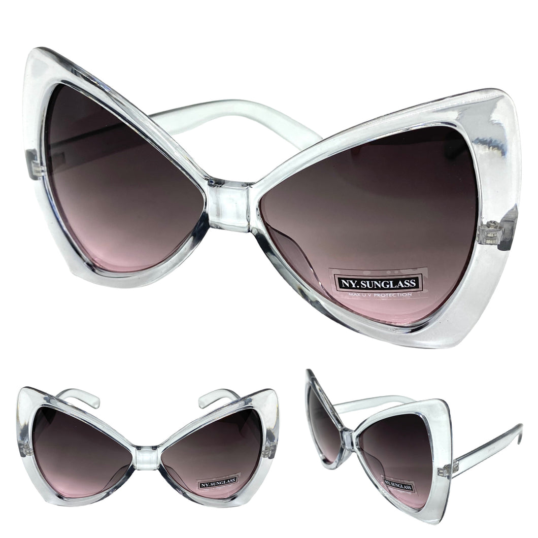 Oversized Retro Bow Shaped SUNGLASSES Large Gray Frame 6317