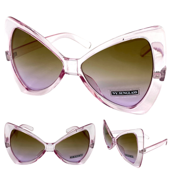 Oversized Retro Bow Shaped SUNGLASSES Large Pink Frame 6317