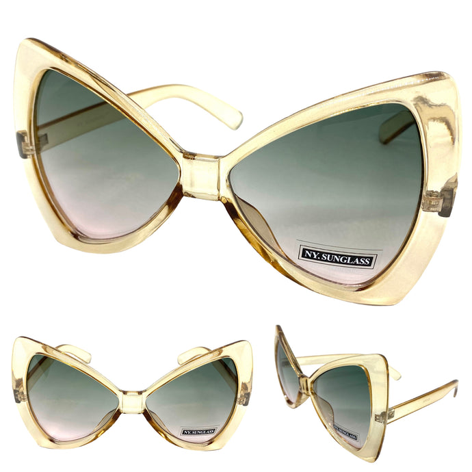 Oversized Retro Bow Shaped SUNGLASSES Large Pink Frame 6317