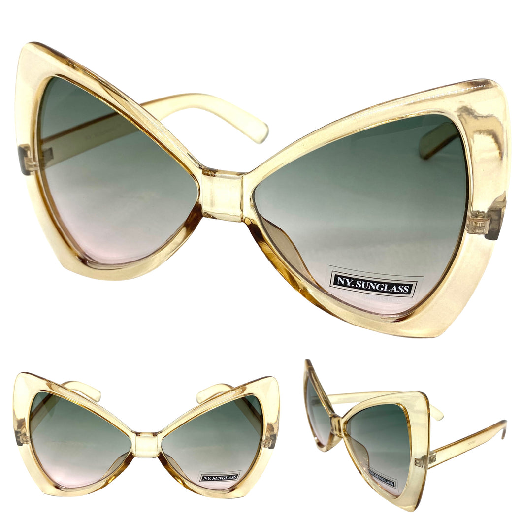 Oversized Retro Bow Shaped SUNGLASSES Large Pink Frame 6317
