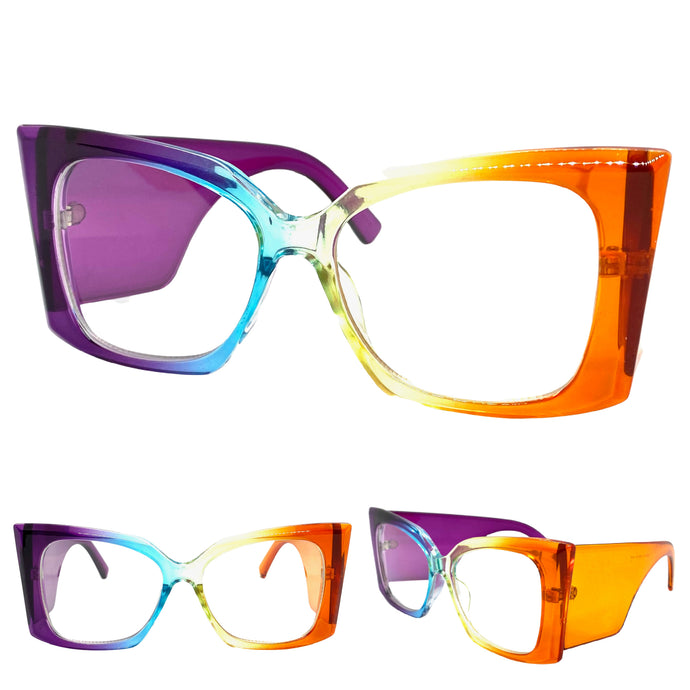 Oversized Exaggerated Retro Cat Eye Style Clear Lens EYEGLASSES Super Thick Multicolor Optical Frame - RX Capable 6107