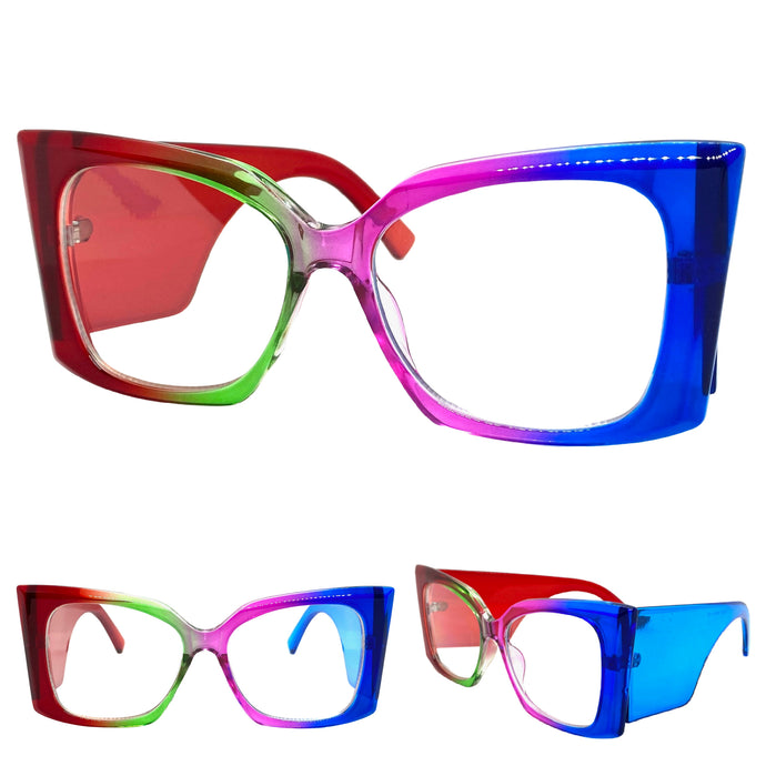 Oversized Exaggerated Retro Cat Eye Style Clear Lens EYEGLASSES Super Thick Multicolor Optical Frame - RX Capable 6107