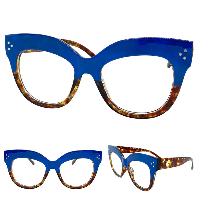 Oversized Exaggerated Retro Cat Eye Style Clear Lens EYEGLASSES Large Multicolor Optical Frame - RX Capable 6107