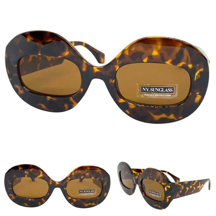 Oversized Vintage Retro Style SUNGLASSES Large Round Tortoise Frame 4724