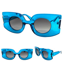 Oversized Exaggerated Retro Style SUNGLASSES Large Blue Frame 80520