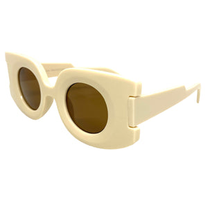 Oversized Exaggerated Retro Style SUNGLASSES Large Cream Frame 80520