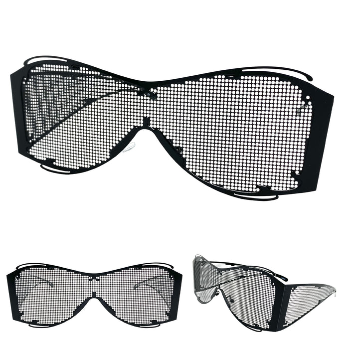 Costume Party Club Raver Party SUNGLASSES Black Metal Mesh Frame 5198