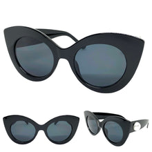 Oversized Exaggerated Retro Cat Eye Style SUNGLASSES Large Black Frame 1062