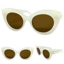 Oversized Exaggerated Retro Cat Eye Style SUNGLASSES Large Pearl White Frame 1062