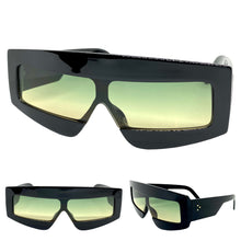 Oversized Modern Retro Shield Style SUNGLASSES Large Black Frame 2131