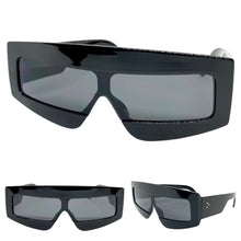 Oversized Modern Retro Shield Style SUNGLASSES Large Black Frame 2131